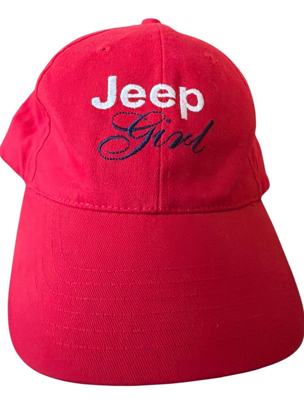 Jeep Girl Hat - Red with White & Navy Blue Embroidering “Jeep Girl” Adjustable